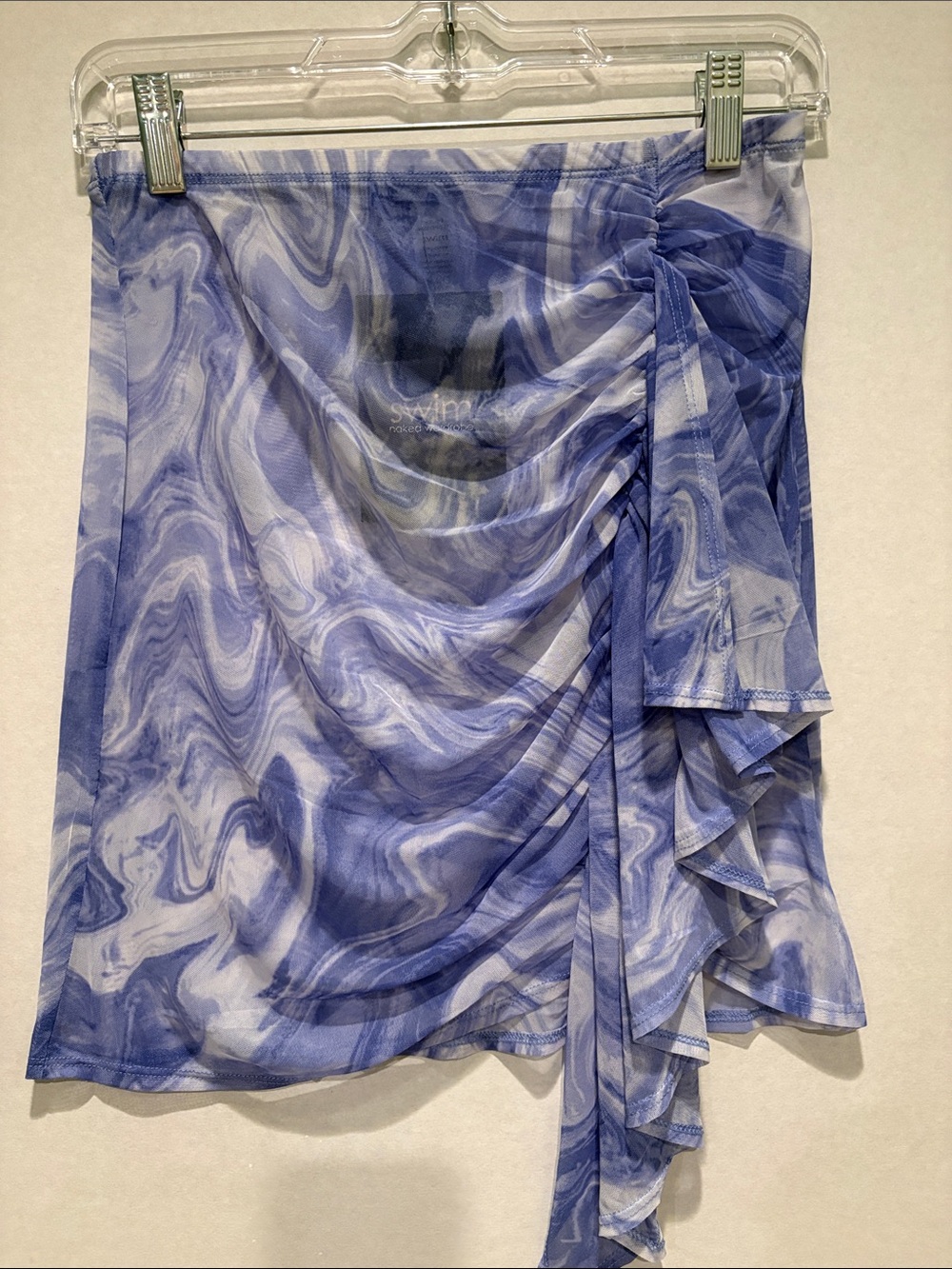 Naked Wardrobe Swim - Bikini Coverup Skirt. Blue and White. NWT.  Large